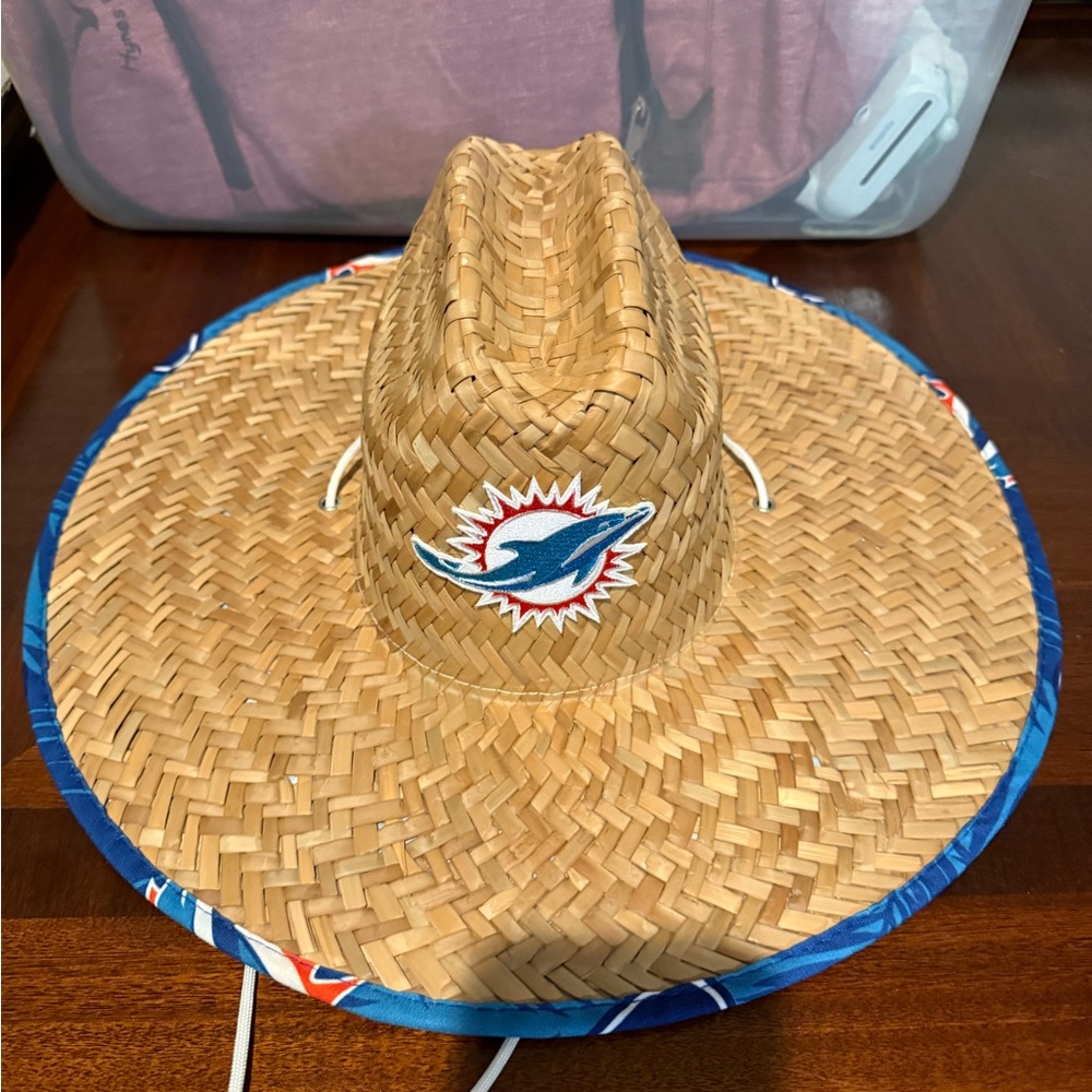 Straw Hat with Miami Dolphin Logo
